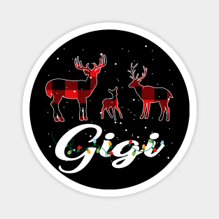 Gigi Reindeer Plaid Pajama Shirt Family Christmas Magnet